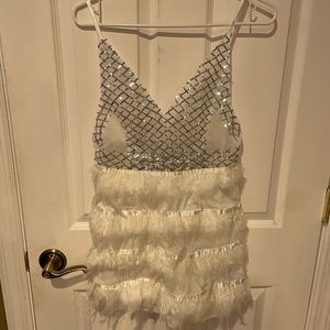 Gatsby style feather sequins party dress